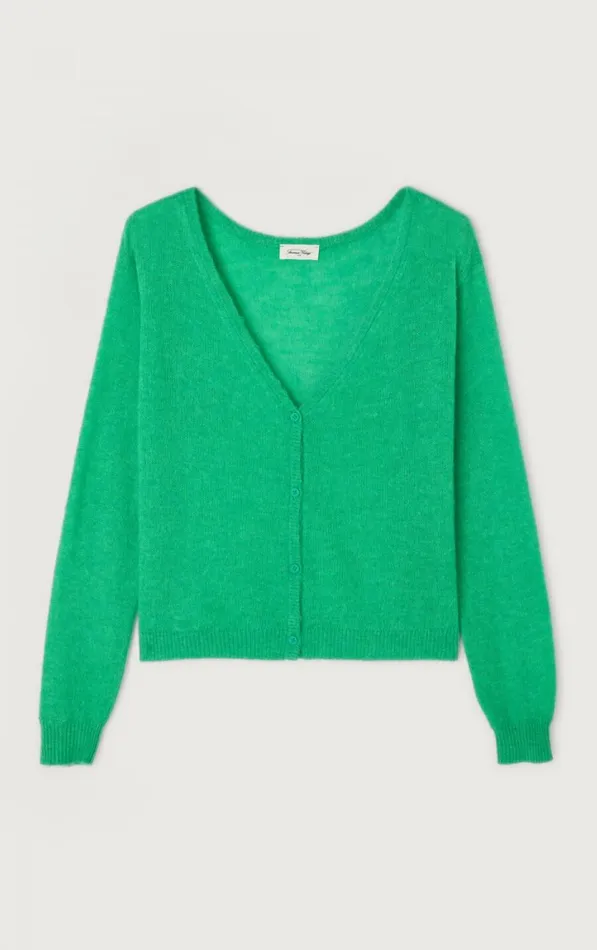 Cardigan Dumy Green Melange Women American Vintage Jumpers and Cardigans