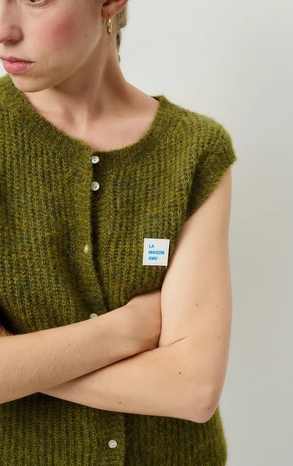 Cardigan East Melange Kiwi Women American Vintage Jumpers and Cardigans Cardigan East Melange Kiwi Women American Vintage Jumpers and Cardigans