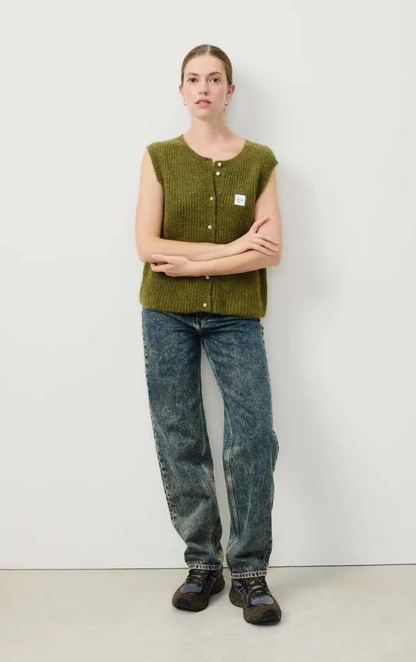 Cardigan East Melange Kiwi Women American Vintage Jumpers and Cardigans Cardigan East Melange Kiwi Women American Vintage Jumpers and Cardigans