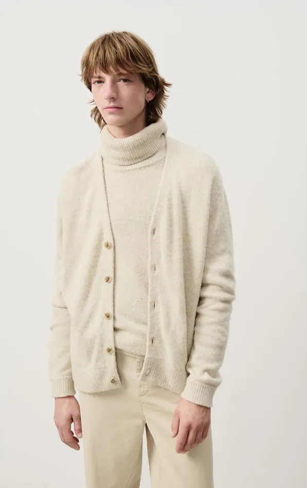 Cardigan Falyday Melange Biscuit Men American Vintage Jumpers and Cardigans