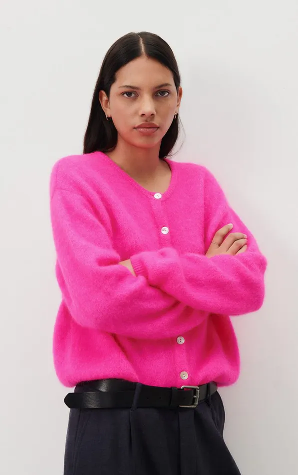 Cardigan Vitow Neon Pink Melange Women American Vintage Jumpers and Cardigans Cardigan Vitow Neon Pink Melange Women American Vintage Jumpers and Cardigans
