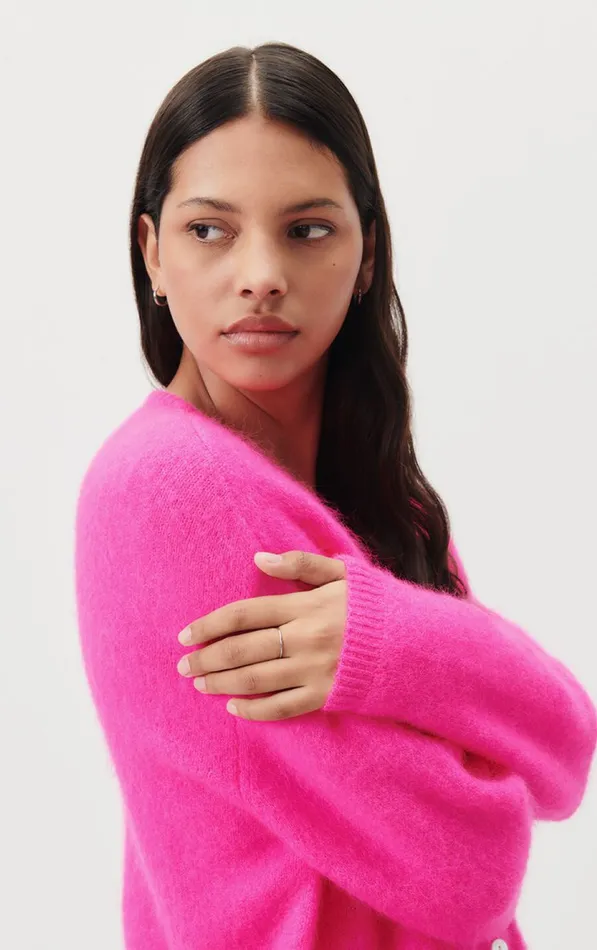 Cardigan Vitow Neon Pink Melange Women American Vintage Jumpers and Cardigans Cardigan Vitow Neon Pink Melange Women American Vintage Jumpers and Cardigans
