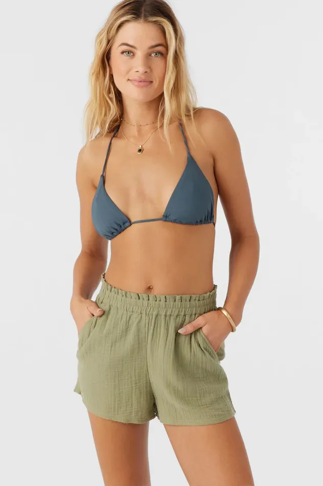 CARLA CRINKLE DOUBLE GAUZE BEACH SHORTS Oil Green Women O039NEILL Collections
