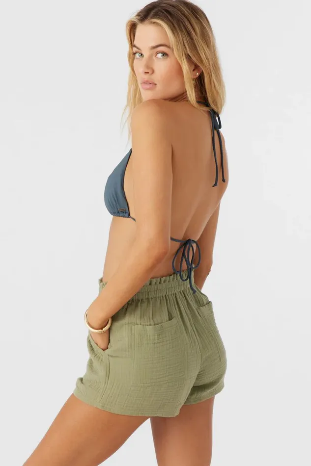 CARLA CRINKLE DOUBLE GAUZE BEACH SHORTS Oil Green Women O039NEILL Collections