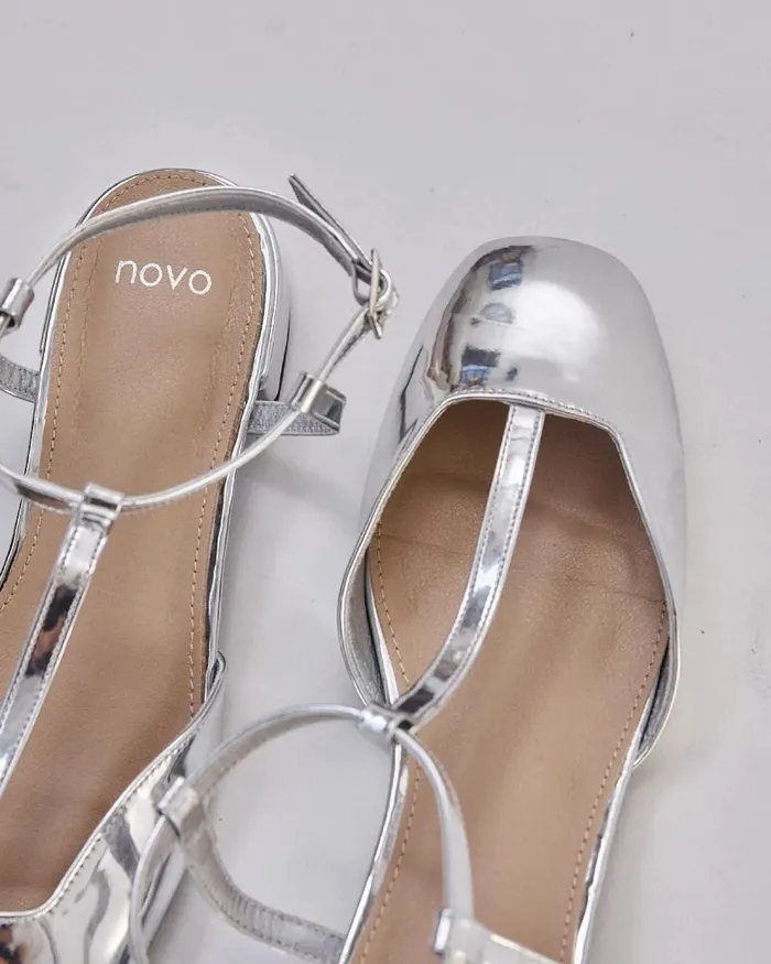 CASERTA SILVER Ballet Flats Women Casuals NOVO Shoes