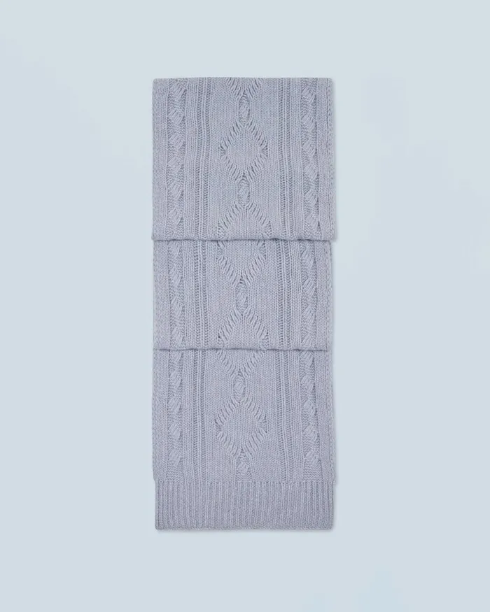 Cashmere Scarves and Collars From Future Fringed Cable Scarf Gray Stone