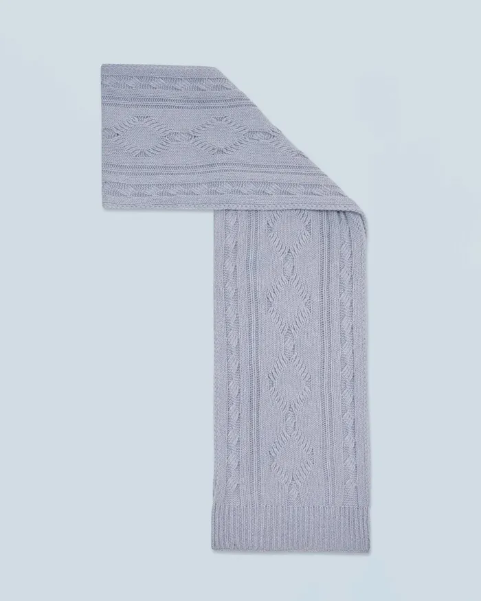 Cashmere Scarves and Collars From Future Fringed Cable Scarf Gray Stone