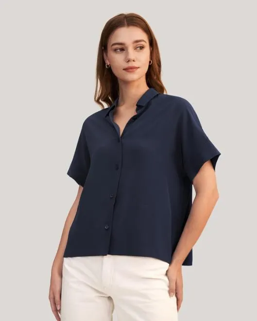 Casual Comfy Short Sleeve Silk Blouse For Women Women Lilysilk Tops