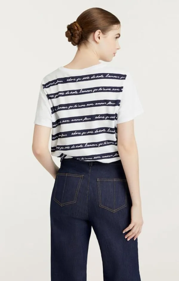 Cinq Sept Love Letter Stripe Tee White Multi Women Tees