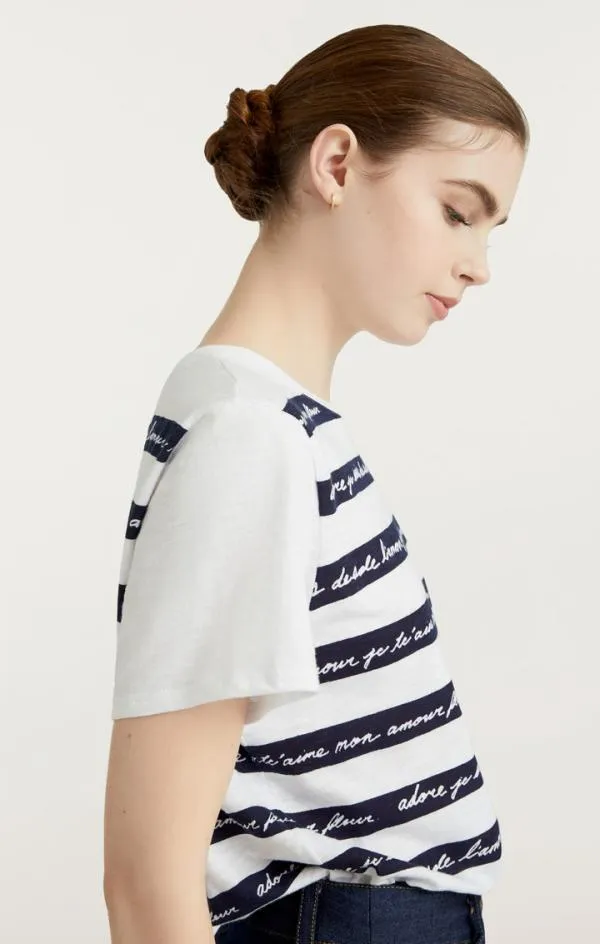 Cinq Sept Love Letter Stripe Tee White Multi Women Tees