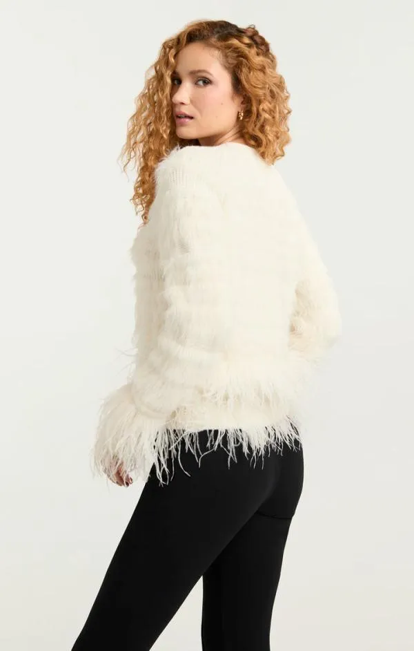 Cinq Sept Vida Feather Cardigan Ivory Women Sweaters and Knits
