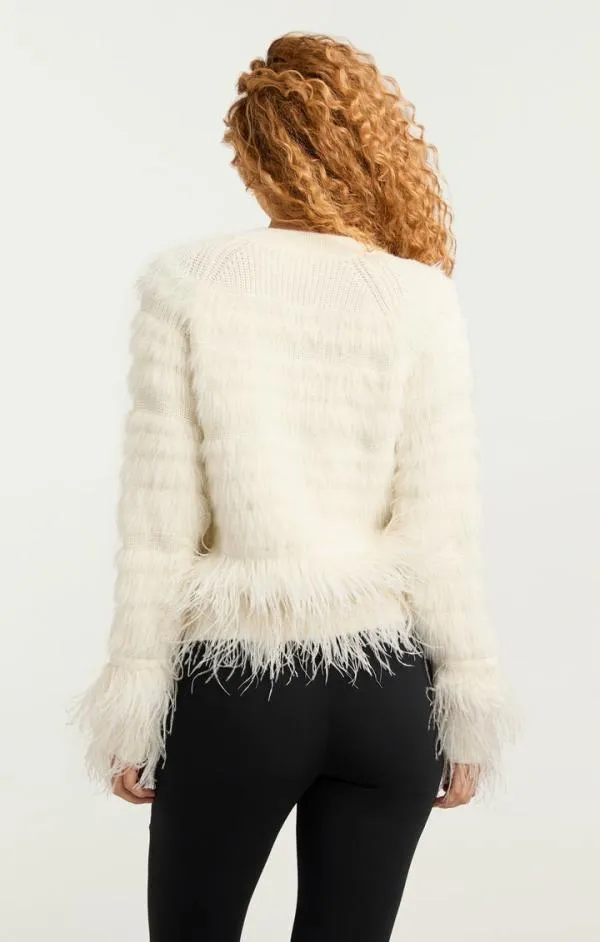 Cinq Sept Vida Feather Cardigan Ivory Women Sweaters and Knits