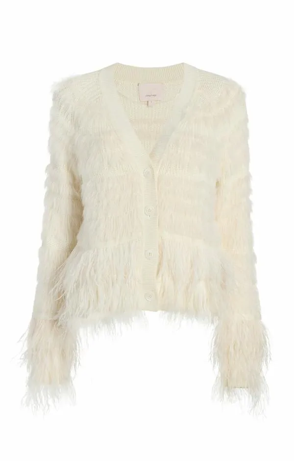 Cinq Sept Vida Feather Cardigan Ivory Women Sweaters and Knits