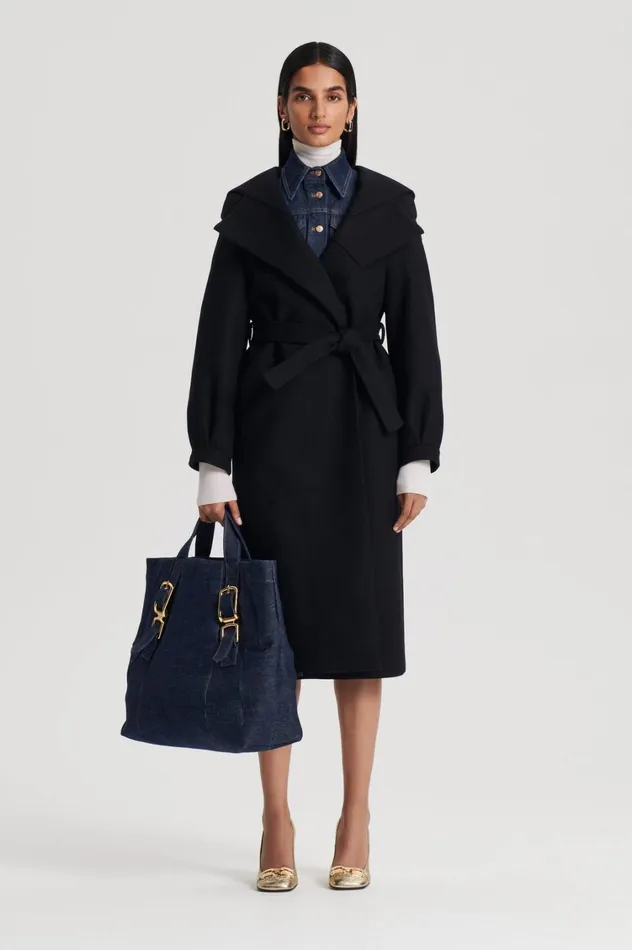 Coats Women Scanlan Theodore HOODED DUFFLE Black