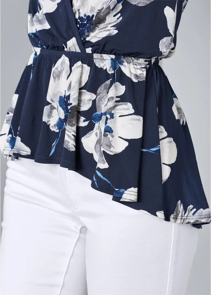 Coldshoulder Print Top Navy Multi Women VENUS Night Out Tops