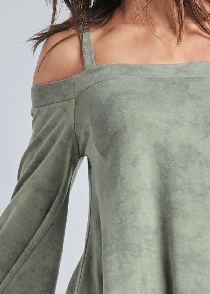 Coldshoulder Tunic Top Heathered Olive Women VENUS Tops