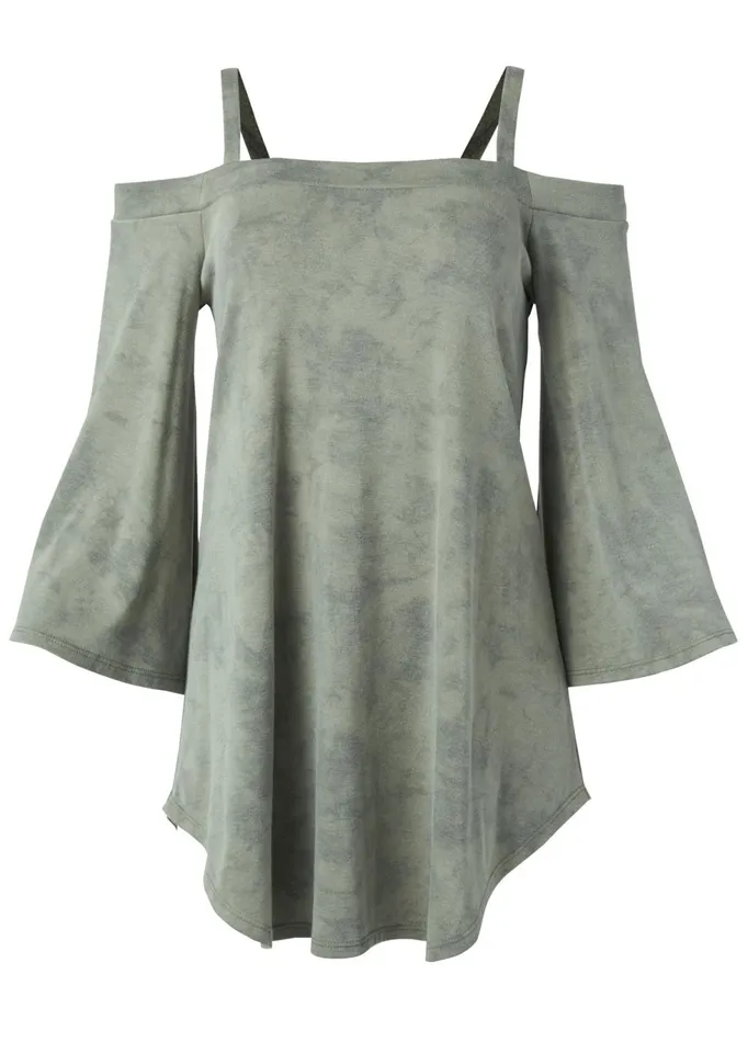 Coldshoulder Tunic Top Heathered Olive Women VENUS Tops