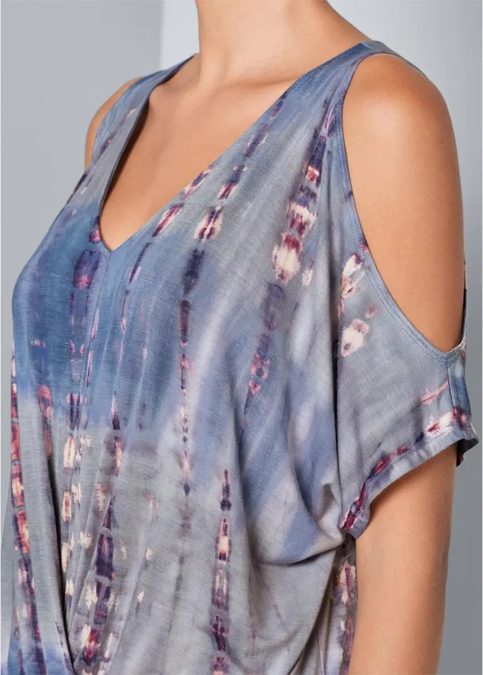 Coldshoulder Twist Top Blue Multi Women VENUS Venus Basics Tops