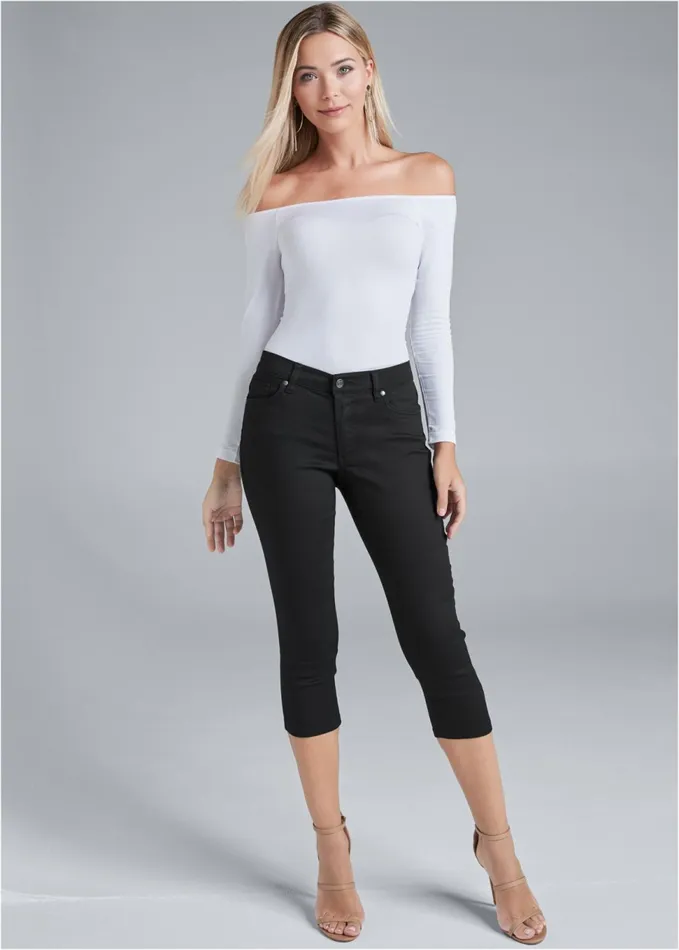 COLOR CAPRI JEANS Black Women VENUS Capris