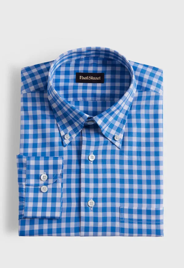 Cotton Gingham Sport Shirt Blue Sport Shirts Paulstuart Mens