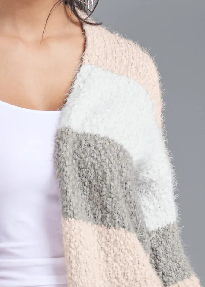 COZY STRIPED CARDIGAN Blush Multi Women VENUS Cardigans and Dusters