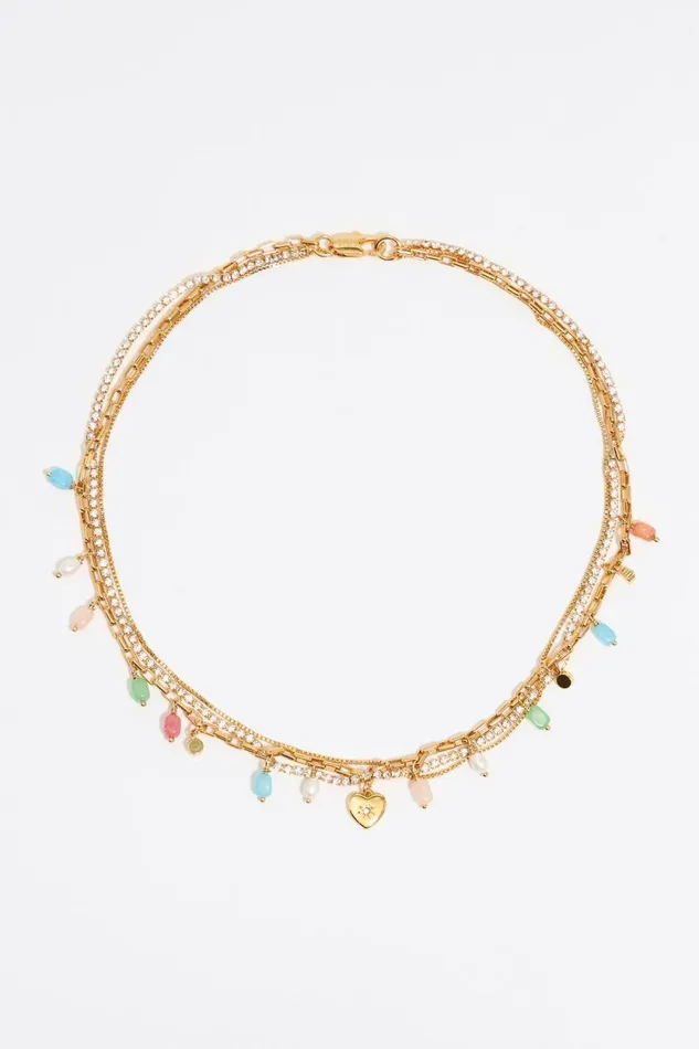 Crystal And Stones Multilayer Chain Necklace Gold Women Bimba Y Lola Necklaces Crystal And Stones Multilayer Chain Necklace Gold Women Bimba Y Lola Necklaces