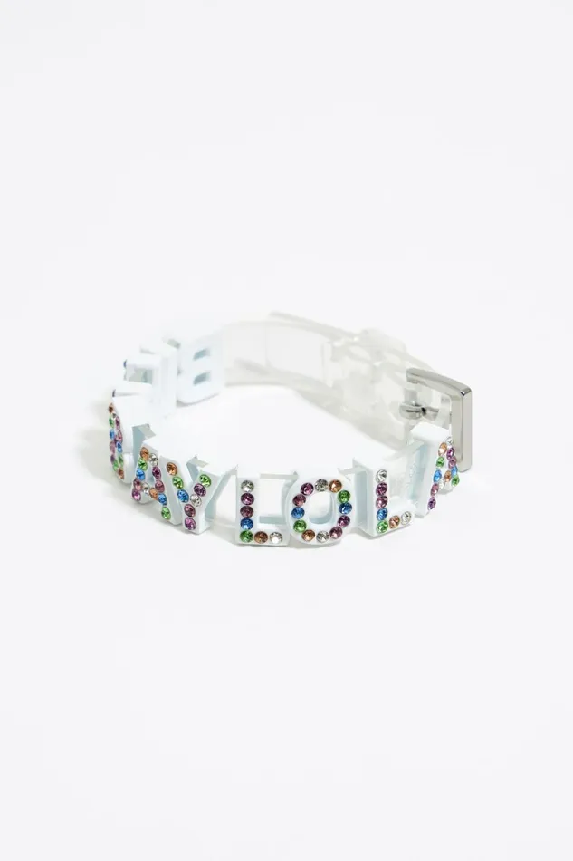 Crystals And Logo Transparent Bracelet White Women Bimba Y Lola Jewelry Crystals And Logo Transparent Bracelet White Women Bimba Y Lola Jewelry