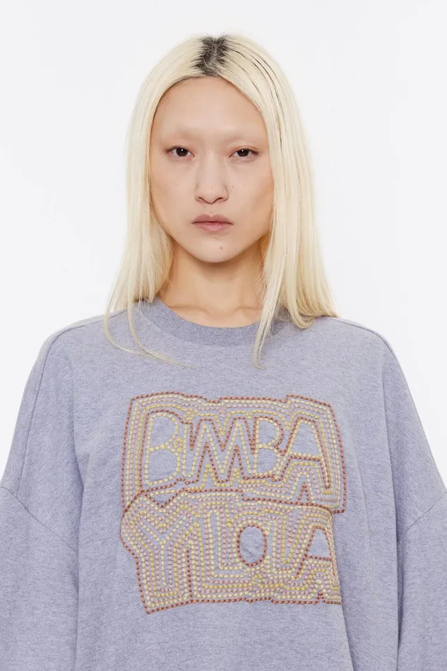 Dark Gray Embroidered Logo Oversize Sweatshirt Dark Grey Melange Women Bimba Y Lola Sweatshirts Dark Gray Embroidered Logo Oversize Sweatshirt Dark Grey Melange Women Bimba Y Lola Sweatshirts