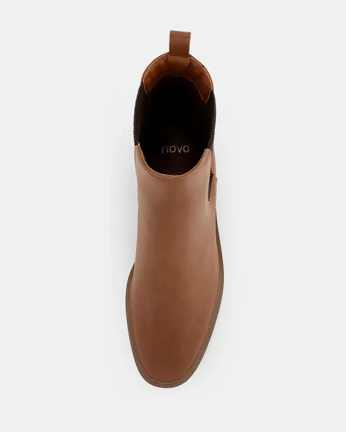 DESIGNATION TAN Slip On Boots Women Ankle Boots NOVO Shoes