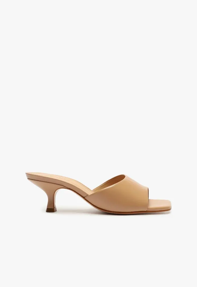 Dethalia Leather Sandal Honey Beige Women Schutz Shoes Mules