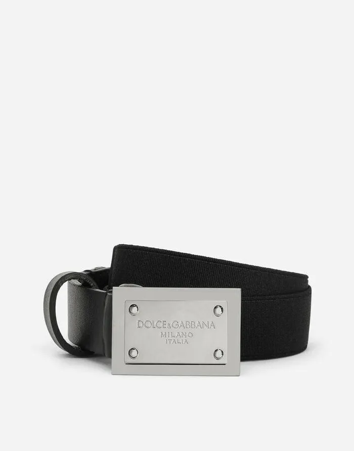 Dolce and Gabbana Accessories Children Belt With Logo Tag Black