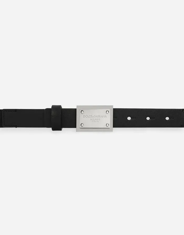 Dolce and Gabbana Accessories Children Belt With Logo Tag Black Dolce and Gabbana Accessories Children Belt With Logo Tag Black