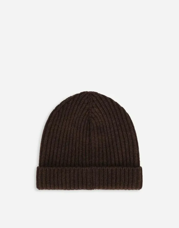 Dolce and Gabbana Accessories Children Fishermans Rib Knit Hat With Logo Embroidery Brown Dolce and Gabbana Accessories Children Fishermans Rib Knit Hat With Logo Embroidery Brown