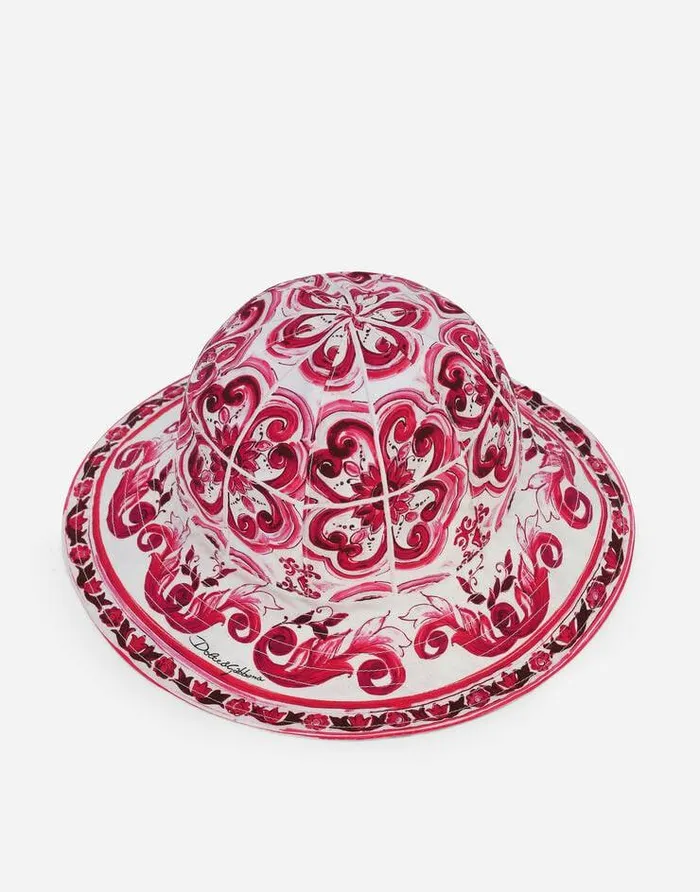 Dolce and Gabbana Accessories Children Majolicaprint Poplin Hat Multicolor Dolce and Gabbana Accessories Children Majolicaprint Poplin Hat Multicolor