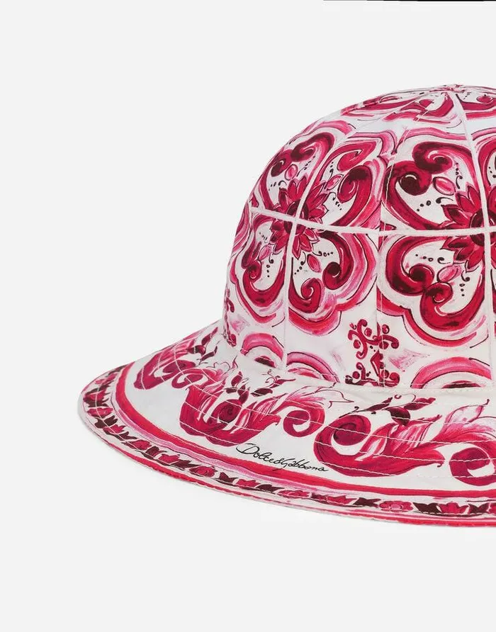 Dolce and Gabbana Accessories Children Majolicaprint Poplin Hat Multicolor Dolce and Gabbana Accessories Children Majolicaprint Poplin Hat Multicolor