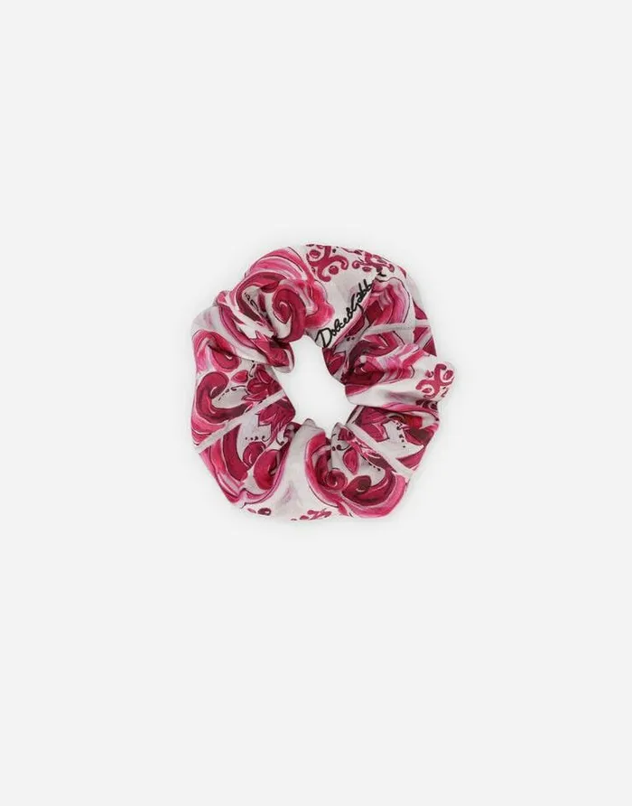 Dolce and Gabbana Accessories Children Majolicaprint Poplin Scrunchie Multicolor Dolce and Gabbana Accessories Children Majolicaprint Poplin Scrunchie Multicolor