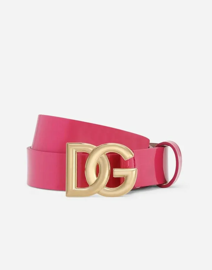 Dolce and Gabbana Accessories Children Patent Leather Belt With DGlogo Buckle Pink Dolce and Gabbana Accessories Children Patent Leather Belt With DGlogo Buckle Pink