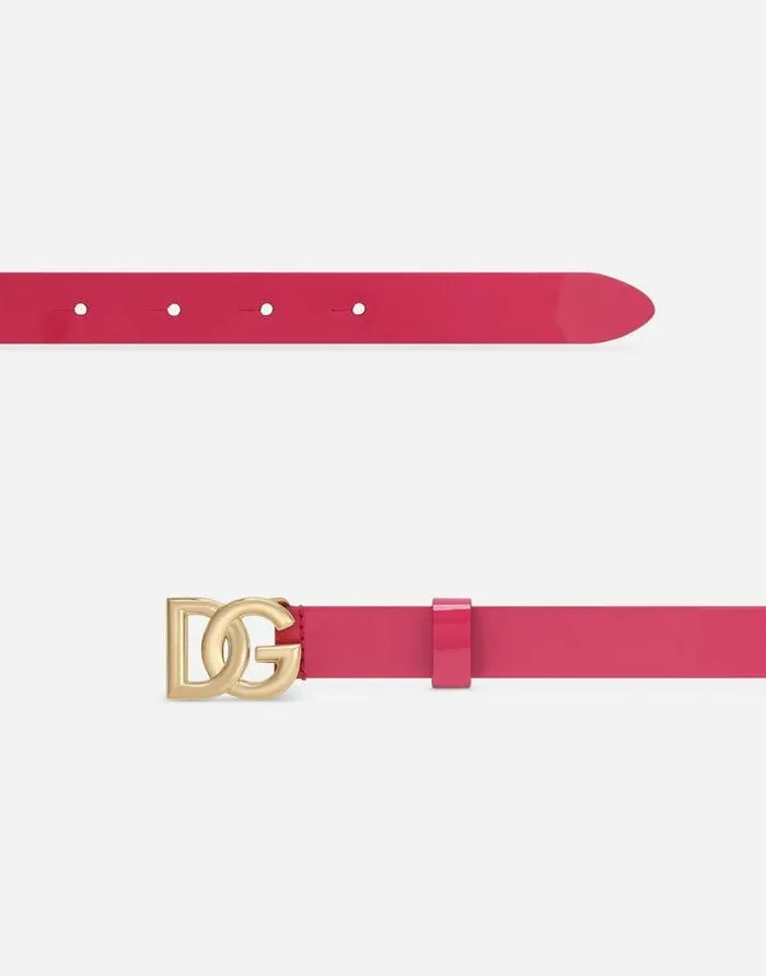 Dolce and Gabbana Accessories Children Patent Leather Belt With DGlogo Buckle Pink Dolce and Gabbana Accessories Children Patent Leather Belt With DGlogo Buckle Pink