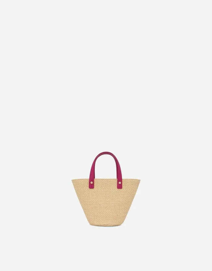 Dolce and Gabbana Accessories Children Raffia Handbag With DG Logo Patch Purple Dolce and Gabbana Accessories Children Raffia Handbag With DG Logo Patch Purple
