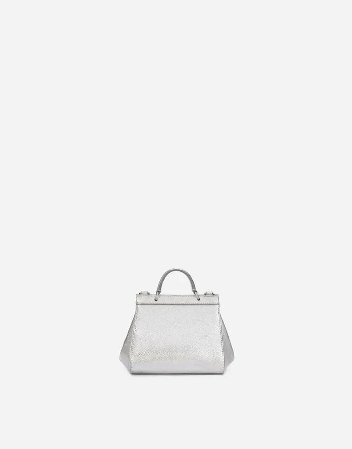 Dolce and Gabbana Accessories Children Sicily Mini Bag In Dauphine Leather Silver Dolce and Gabbana Accessories Children Sicily Mini Bag In Dauphine Leather Silver