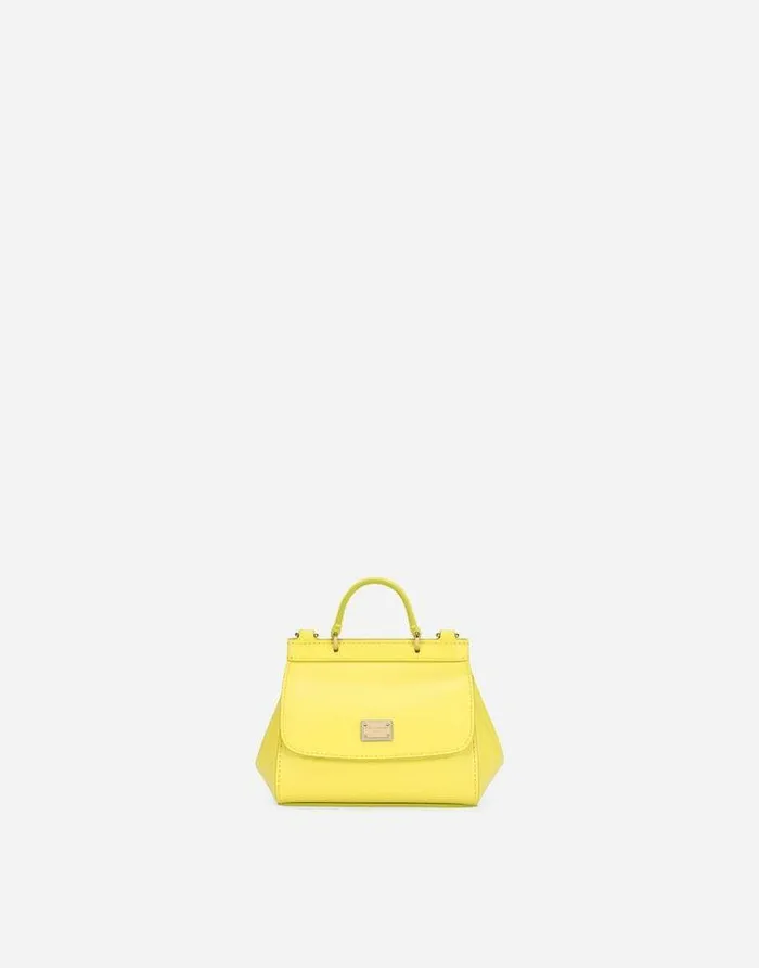 Dolce and Gabbana Accessories Children Sicily Mini Bag In Plain Calfskin Yellow Dolce and Gabbana Accessories Children Sicily Mini Bag In Plain Calfskin Yellow
