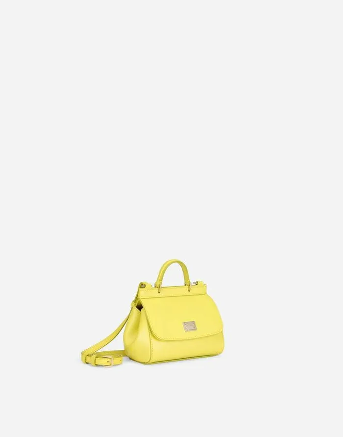 Dolce and Gabbana Accessories Children Sicily Mini Bag In Plain Calfskin Yellow Dolce and Gabbana Accessories Children Sicily Mini Bag In Plain Calfskin Yellow