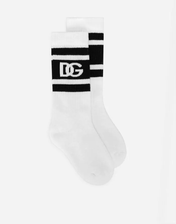 Dolce and Gabbana Accessories Children Stretch Knit Socks With DG Logo Multicolor Dolce and Gabbana Accessories Children Stretch Knit Socks With DG Logo Multicolor