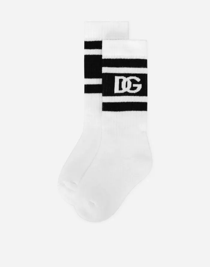 Dolce and Gabbana Accessories Children Stretch Knit Socks With DG Logo Multicolor Dolce and Gabbana Accessories Children Stretch Knit Socks With DG Logo Multicolor