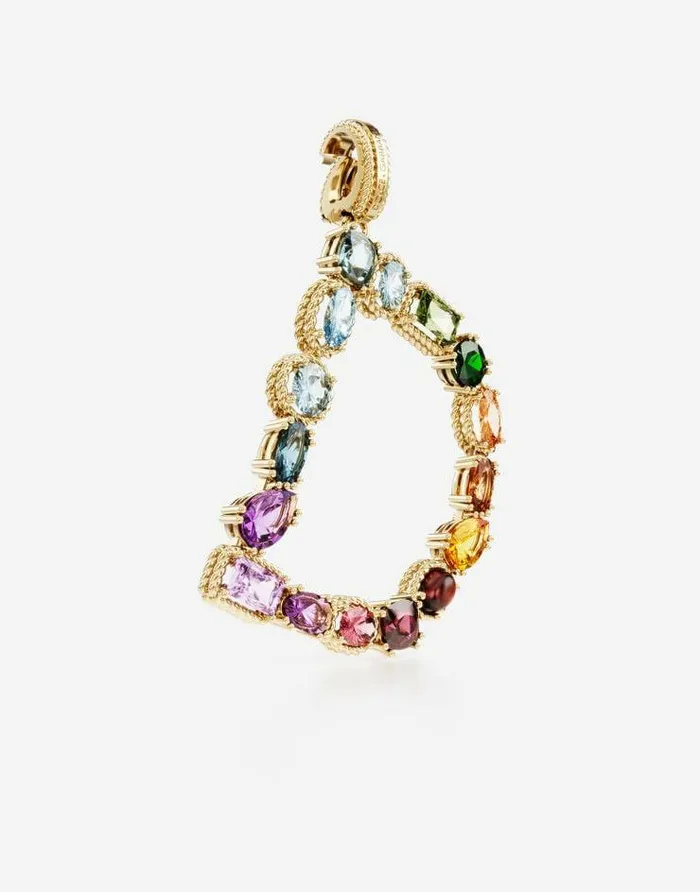 Dolce and Gabbana Alphabet Collection Women Rainbow Alphabet D 18 Kt Yellow Gold Charm With Multicolor Fine Gems Gold Dolce and Gabbana Alphabet Collection Women Rainbow Alphabet D 18 Kt Yellow Gold Charm With Multicolor Fine Gems Gold