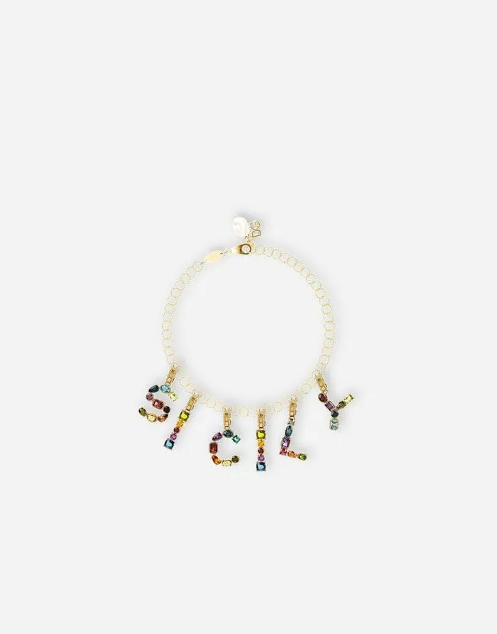 Dolce and Gabbana Alphabet Collection Women Rainbow Alphabet D 18 Kt Yellow Gold Charm With Multicolor Fine Gems Gold Dolce and Gabbana Alphabet Collection Women Rainbow Alphabet D 18 Kt Yellow Gold Charm With Multicolor Fine Gems Gold