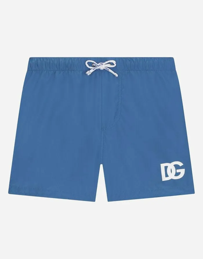 Dolce and Gabbana Beachwear Children Nylon Swim Trunks With DG Logo Print Multicolor Dolce and Gabbana Beachwear Children Nylon Swim Trunks With DG Logo Print Multicolor