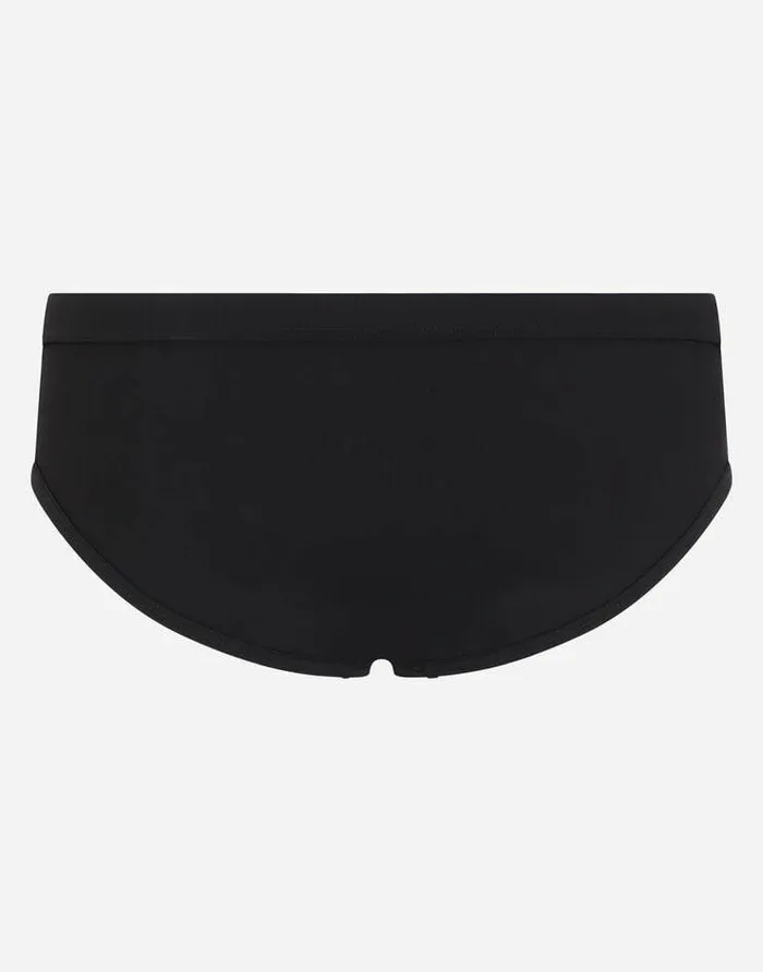 Dolce and Gabbana Beachwear Men Swim Briefs With Highcut Leg Black Dolce and Gabbana Beachwear Men Swim Briefs With Highcut Leg Black