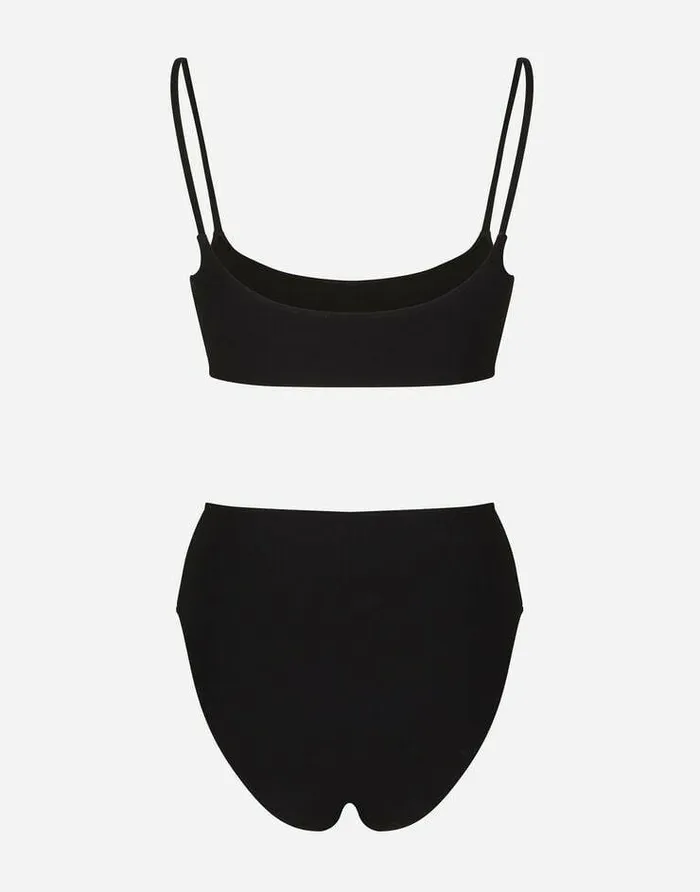 Dolce and Gabbana Beachwear Women Bralet Bikini With DG Logo Black Dolce and Gabbana Beachwear Women Bralet Bikini With DG Logo Black