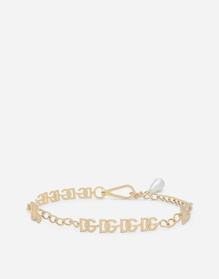 Dolce and Gabbana Belts Women Chain Belt With DG Multilogo Gold
